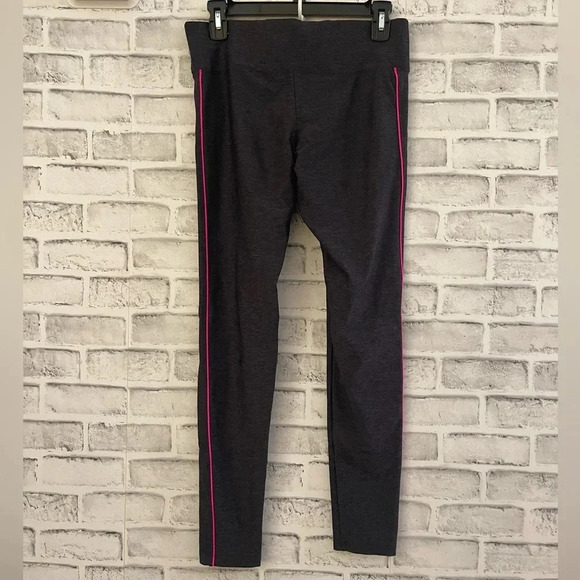 Women’s PINK Victoria’s Secret yoga leggings, gray heather w/pink stripe Small - Picture 2 of 4